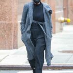 Georgina Burke in a Grey Coat Was Seen Out in New York 02/23/2021