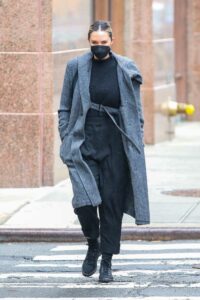 Georgina Burke in a Grey Coat