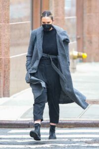 Georgina Burke in a Grey Coat