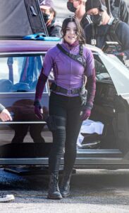 Hailee Steinfeld in a Purple Track Jacket