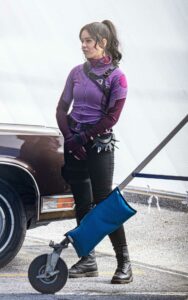 Hailee Steinfeld in a Purple Track Jacket