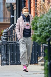 Helena Christensen in a Pink Jacket