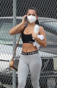 Isabela Merced in a Black Sports Bra