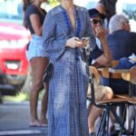Isla Fisher in a Blue Dress Was Spotted Getting Coffee in Eastern Suburbs in Sydney 02/07/2021