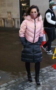 Janette Manrara in a Two Tone Puffer Coat