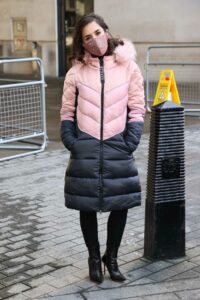 Janette Manrara in a Two Tone Puffer Coat