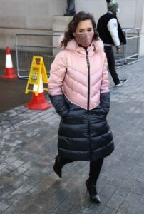 Janette Manrara in a Two Tone Puffer Coat