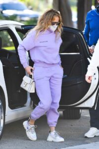 Jennifer Lopez in a Lilac Sweatsuit