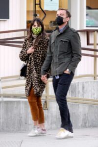 Jordana Brewster in an Animal Print Fur Coat