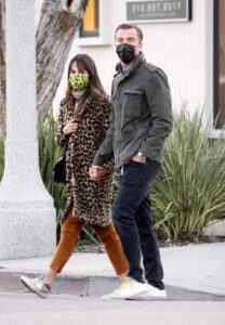 Jordana Brewster in an Animal Print Fur Coat