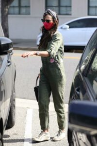 Jordana Brewster in an Olive Jumpsuit