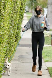 Kaia Gerber in a Grey Hoodie