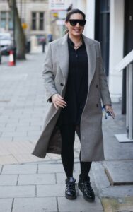 Kelly Brook in a Grey Coat