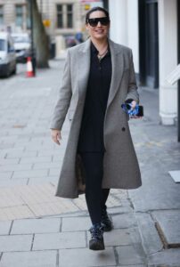 Kelly Brook in a Grey Coat