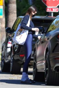 Kendall Jenner in a Blue Leggings