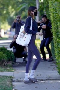 Kendall Jenner in a Blue Leggings