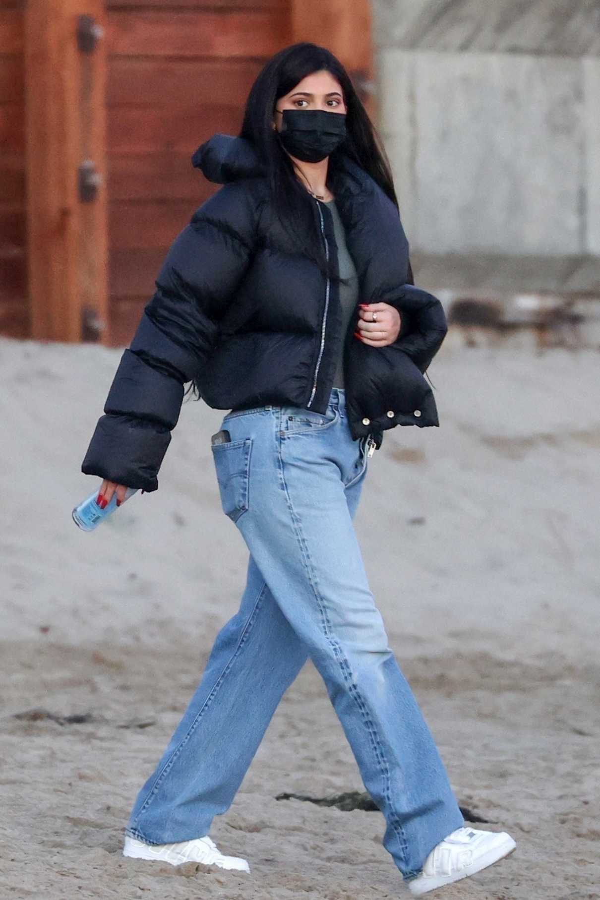 Kylie Jenner in a Black Puffer Jacket