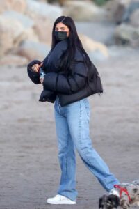 Kylie Jenner in a Black Puffer Jacket