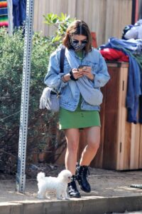 Lucy Hale in a Green Mini Dress