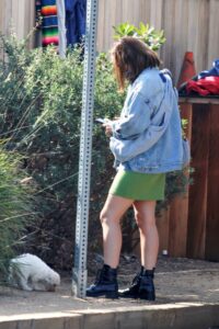 Lucy Hale in a Green Mini Dress