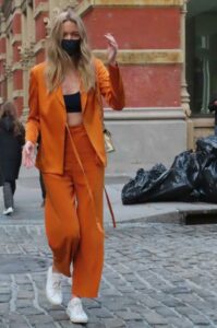 Martha Hunt in an Orange Suit