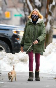 Naomi Watts in a Green Puffer Jacket