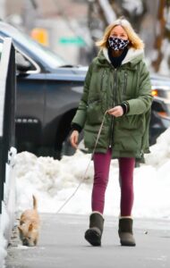 Naomi Watts in a Green Puffer Jacket