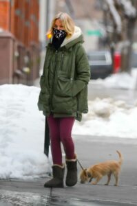 Naomi Watts in a Green Puffer Jacket