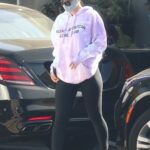 Olivia Munn in a Lilac Tie Dye Hoodie Leaves a Gym in Los Angeles 02/17/2021