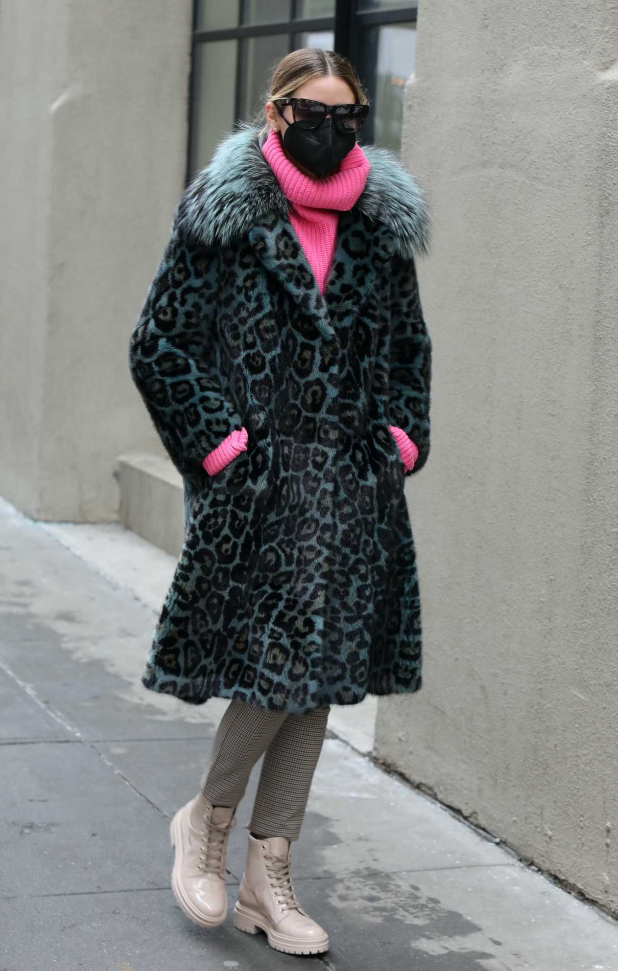 Olivia Palermo in an Animal Print Fur Coat