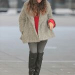 Preeya Kalidas in a Red Beret Arrives at the BBC Studios in London 02/13/2021
