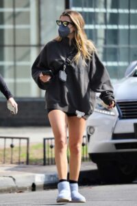 Sofia Richie in a Gray Sweatshirt