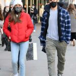 Tayshia Adams in a Red Jacket Was Seen Out with Zac Clark in Soho, New York 02/21/2021