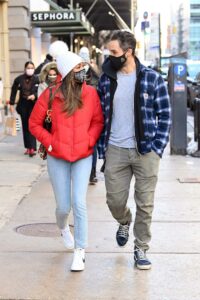Tayshia Adams in a Red Jacket