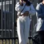 Teri Hatcher in a White Sweatsuit Waits in a Long Line for a COVID-19 Test in Compton 02/06/2021