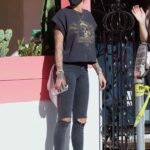 Tina Louise in a Black Tee Helps Paints Her Second Location of Her Vegan Restaurant Sugar Taco in Sherman Oaks 01/30/2021