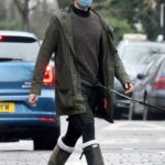 Tom Hiddleston in a Red Beanie Hat Walks Her Dog in London 01/27/2021