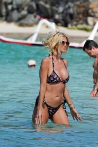 Victoria Silvstedt in a Black Floral Print Bikini