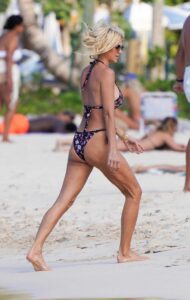 Victoria Silvstedt in a Black Floral Print Bikini