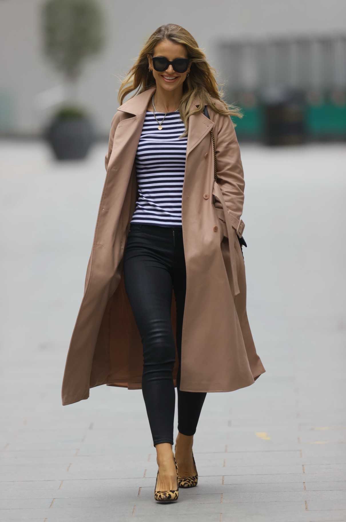 Vogue Williams in a Beige Trench Coat