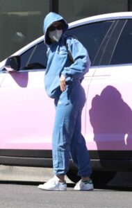 Addison Rae in a Blue Sweatsuit