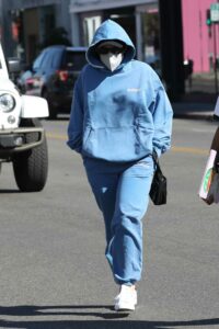 Addison Rae in a Blue Sweatsuit