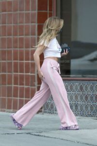Addison Rae in a Pink Sweatpants