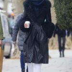 Alexa Chung in a Black Coat Was Seen Out with Boyfriend Orson Fry in London 03/12/2021