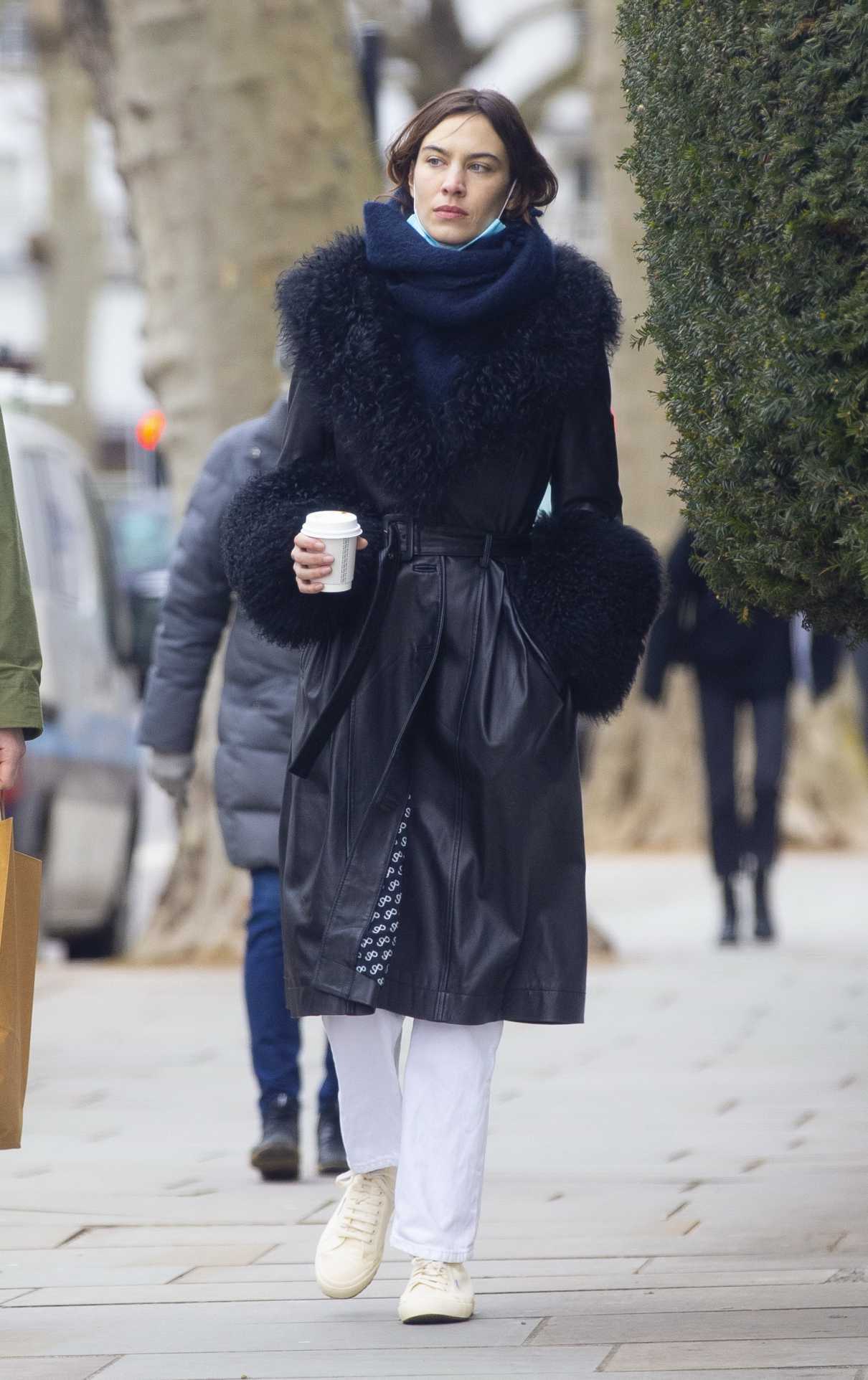 Alexa Chung in a Black Coat