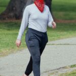 Amy Adams in a Red Bandana as a Face Mask Goes for Hike at Griffith Park in Los Angeles 03/24/2021