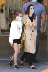 Angelina Jolie in a Beige Trench Coat