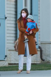 Anne Hathaway in a Tan Coat