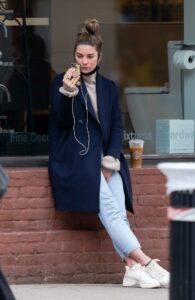 Annie Murphy in a Blue Coat