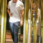 Chris Hemsworth in a White Tee Leaves a Themed Birthday Party Out with Elsa Pataky at the Crown Towers in Sydney 02/28/2021